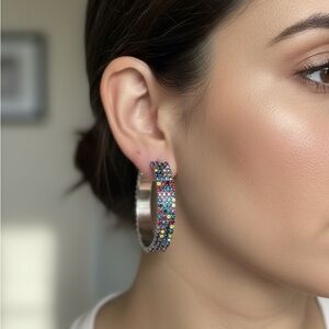 Colorful Crystal Hoop Earrings
